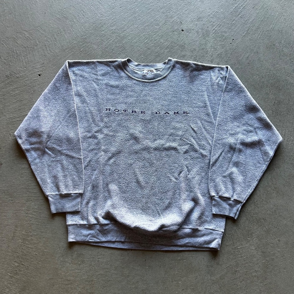 Vintage 90s Notre Dame Sweatshirt Size‎ XL Gray Crewneck University Irish NCAA